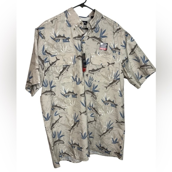 Chaps Men's Performance Khaki Fishing/Outdoor Sport Button Shirt Size LT - Picture 1 of 9